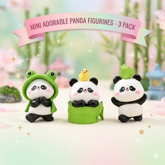 Mini Adorable Panda Miniature (Pack of 3)