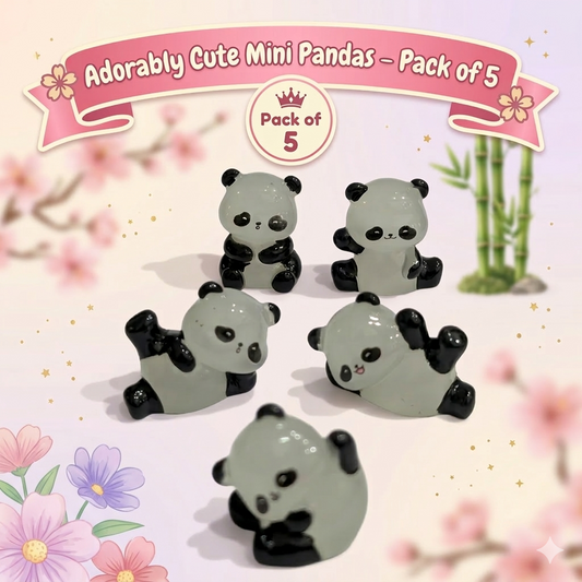 Adorably Cute Mini Pandas Miniature (Pack of 5)