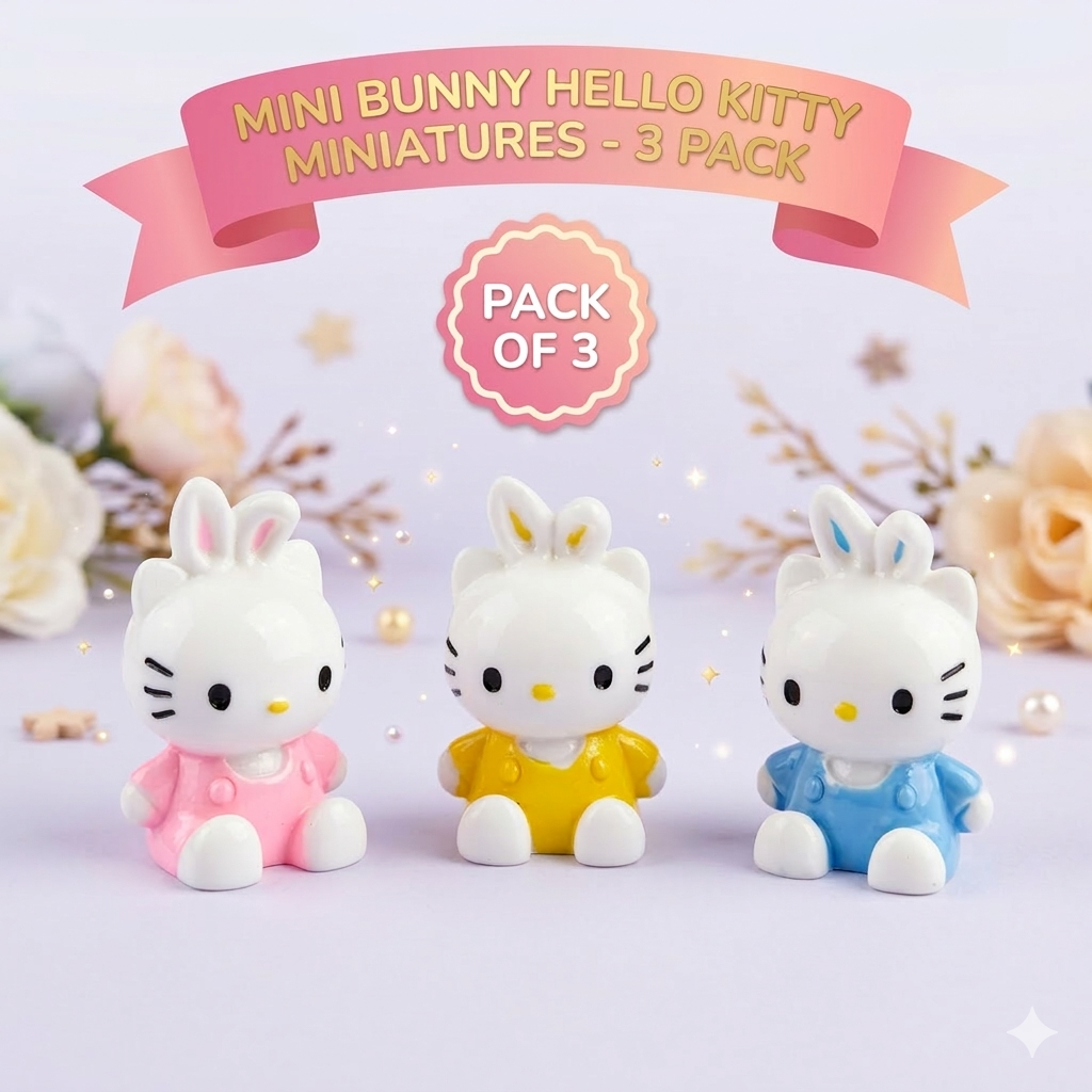 Mini Bunny Hello Kitty Miniatures (Pack of 3)