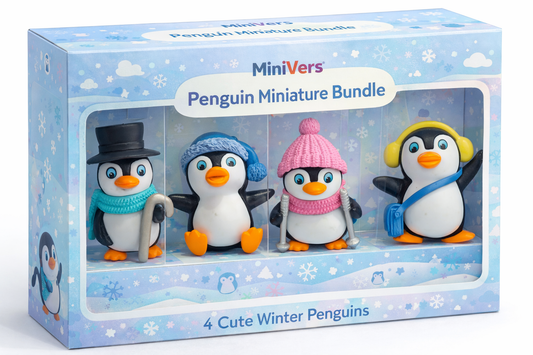 Penguines Miniature Collector Set (4 Pieces in 1)